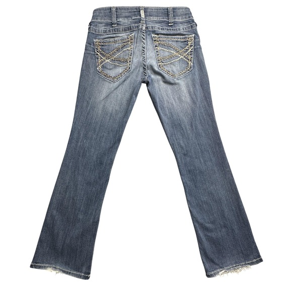 Ariat REAL Jeans Womens 30S Blue Bootcut Mid Rise Embroidered Stretch Denim - Picture 1 of 12